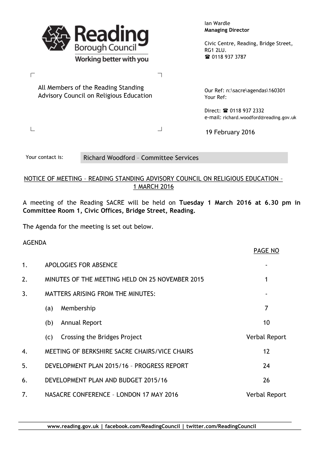 2003.11.17 Reading Standing Advisory Council On