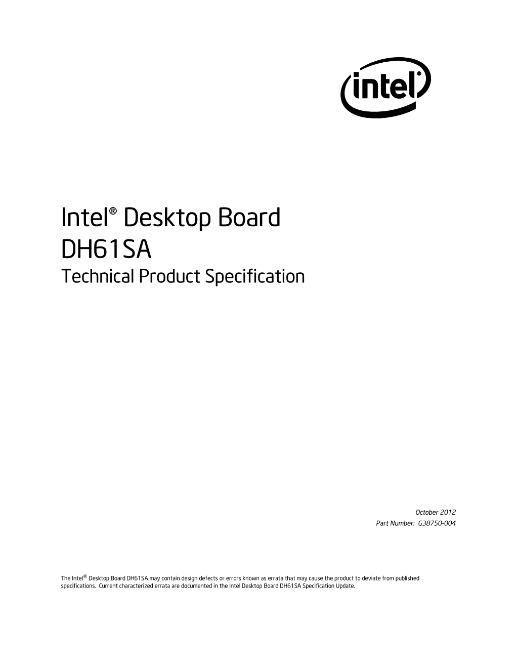 Intel® Desktop Board DH61SA Technical Product Specification