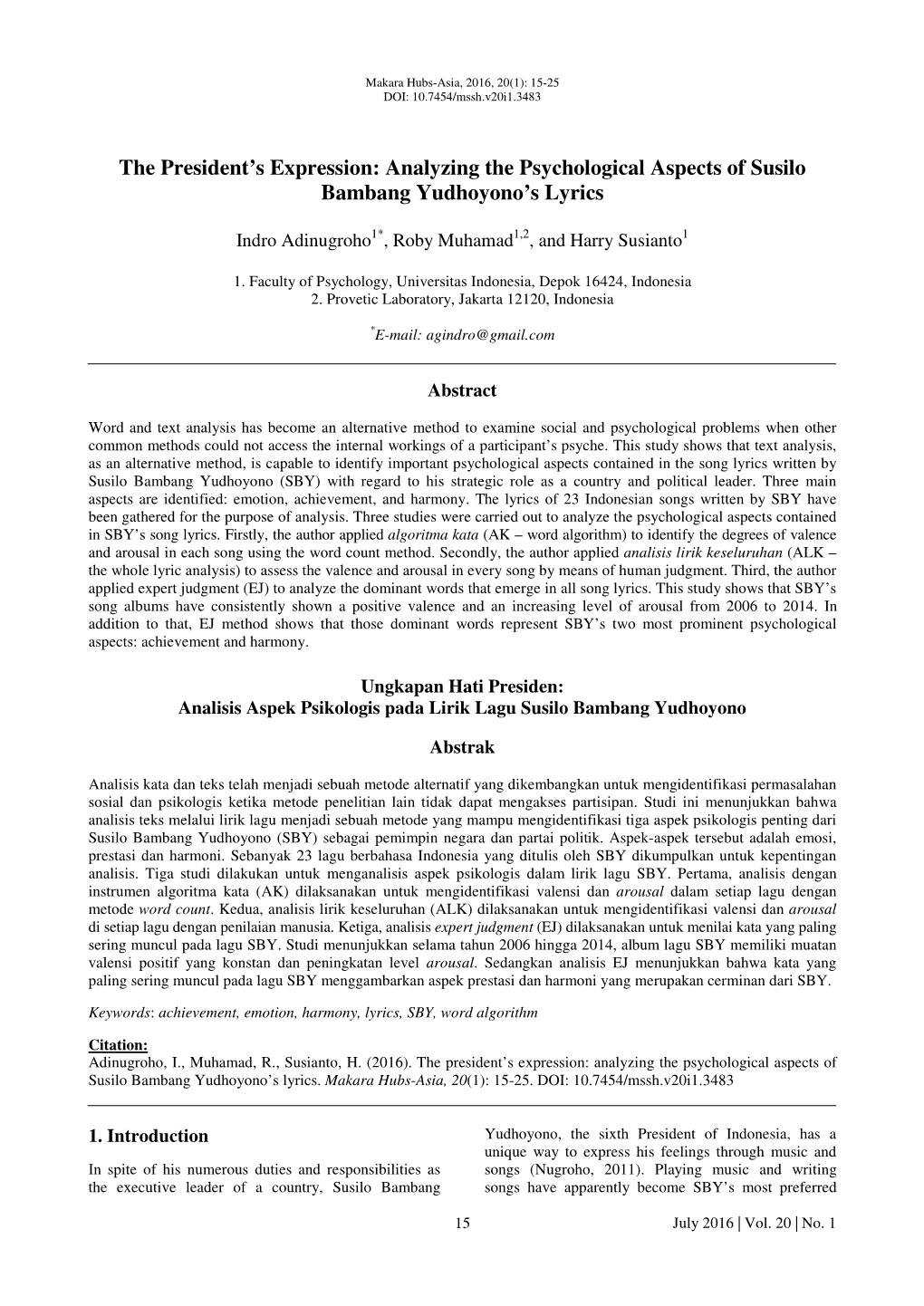 Analyzing the Psychological Aspects of Susilo Bambang Yudhoyono's