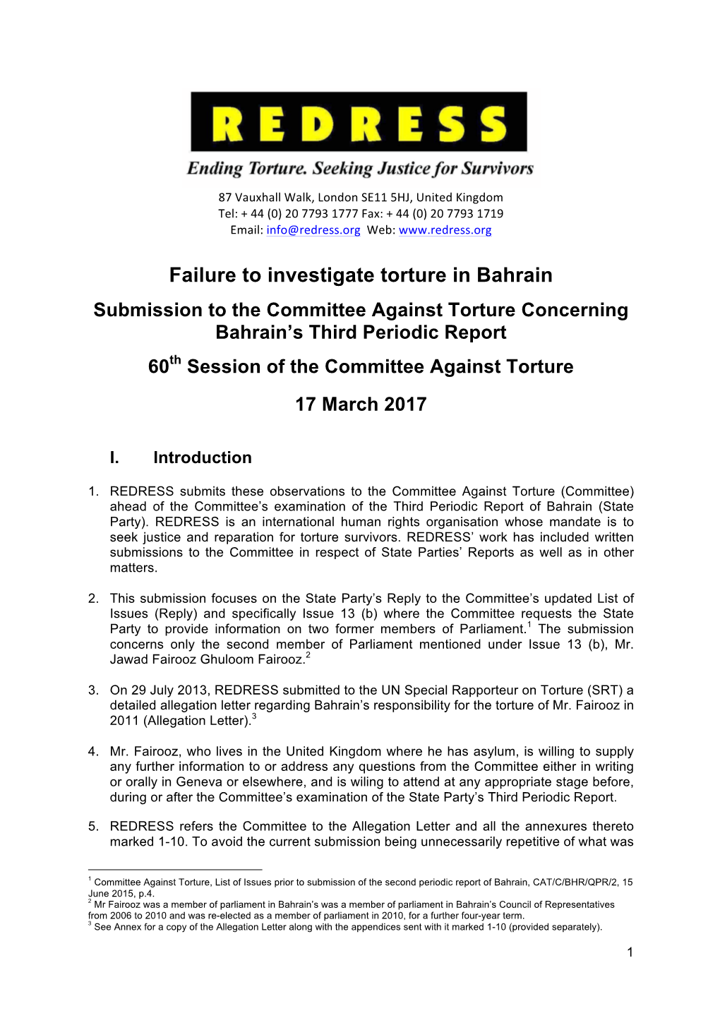 Failure to Investigate Torture in Bahrain