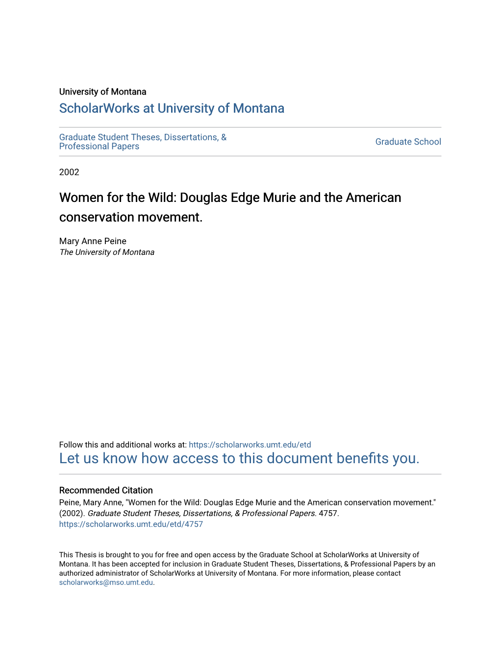 Douglas Edge Murie and the American Conservation Movement