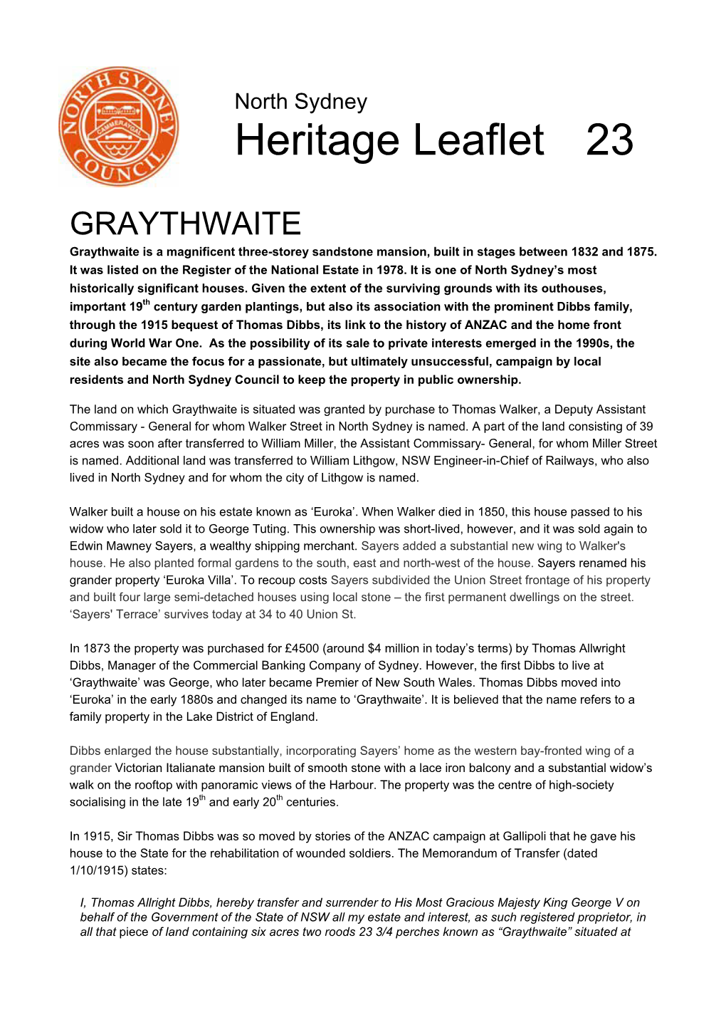 GRAYTHWAITE Graythwaite Is a Magnificent Three-Storey Sandstone Mansion, Built in Stages Between 1832 and 1875