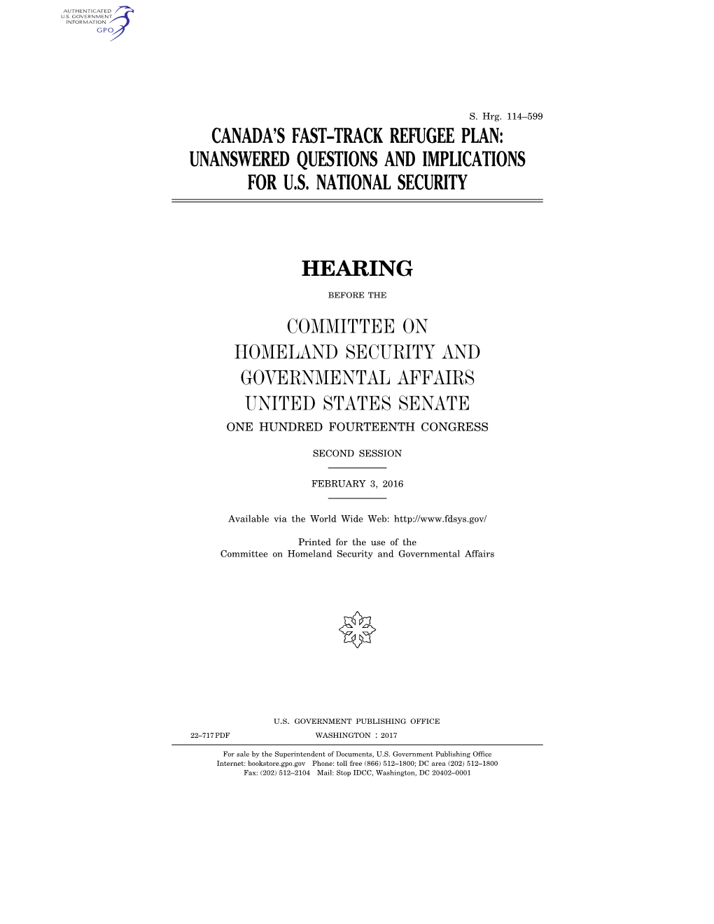 Canada's Fast–Track Refugee Plan