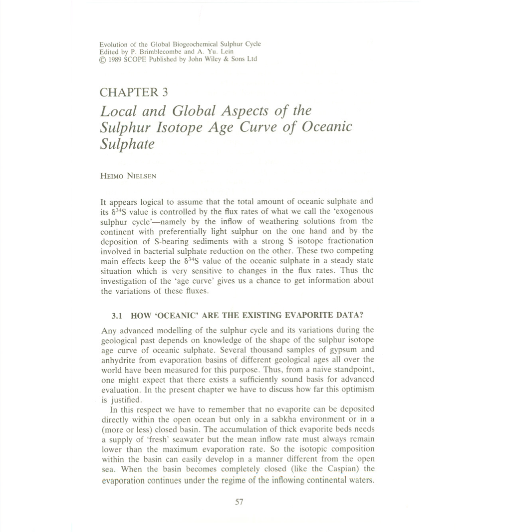 Local and Global Aspects of the Sulphur Isotope Age Curve of Oceanic Sulphate