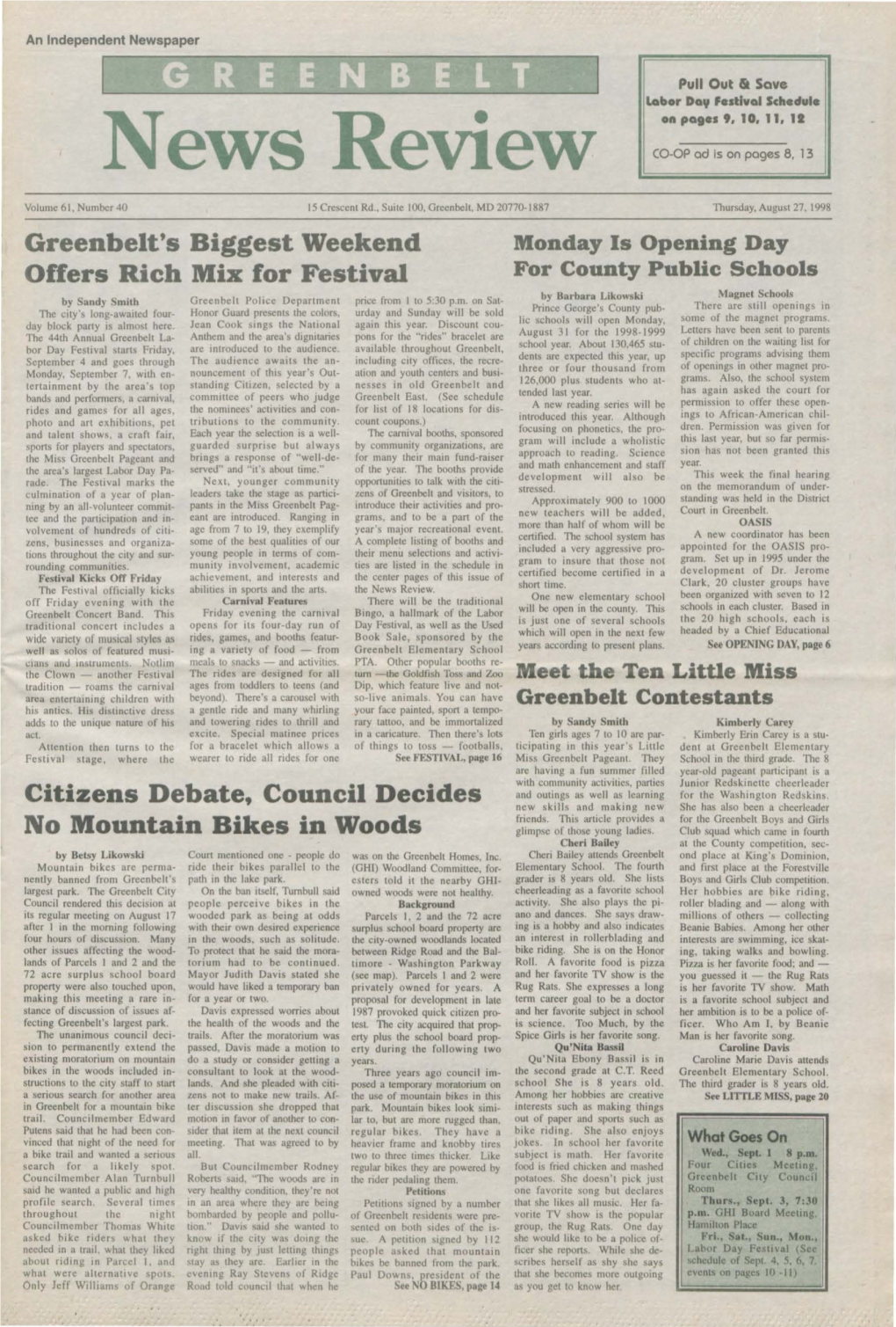 27 August 1998 Greenbelt News Review
