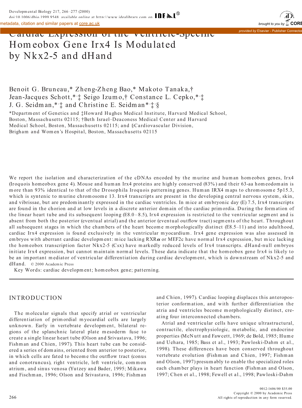 Cardiac Expression of the Ventricle-Specific Homeobox Gene