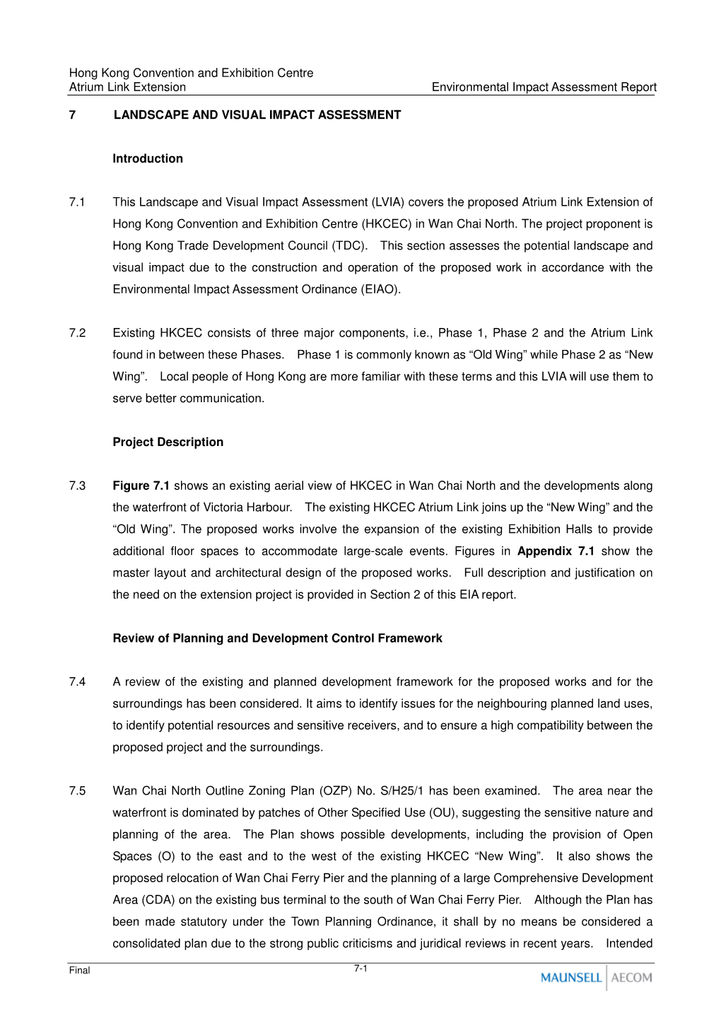 Hong Kong Convention and Exhibition Centre Atrium Link Extension Environmental Impact Assessment Report