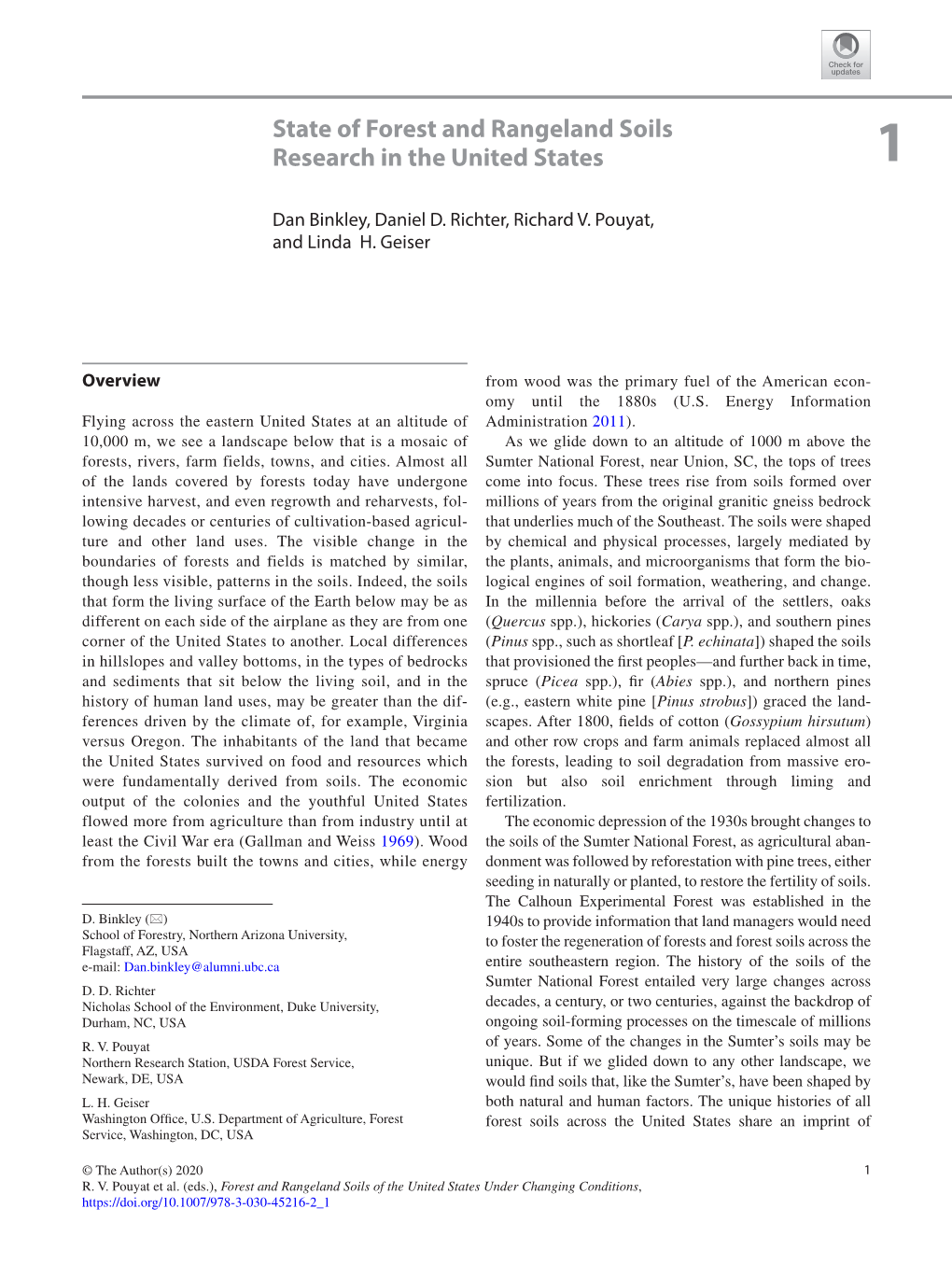 Chapter 1: State of Forest and Rangeland Soils Research in The