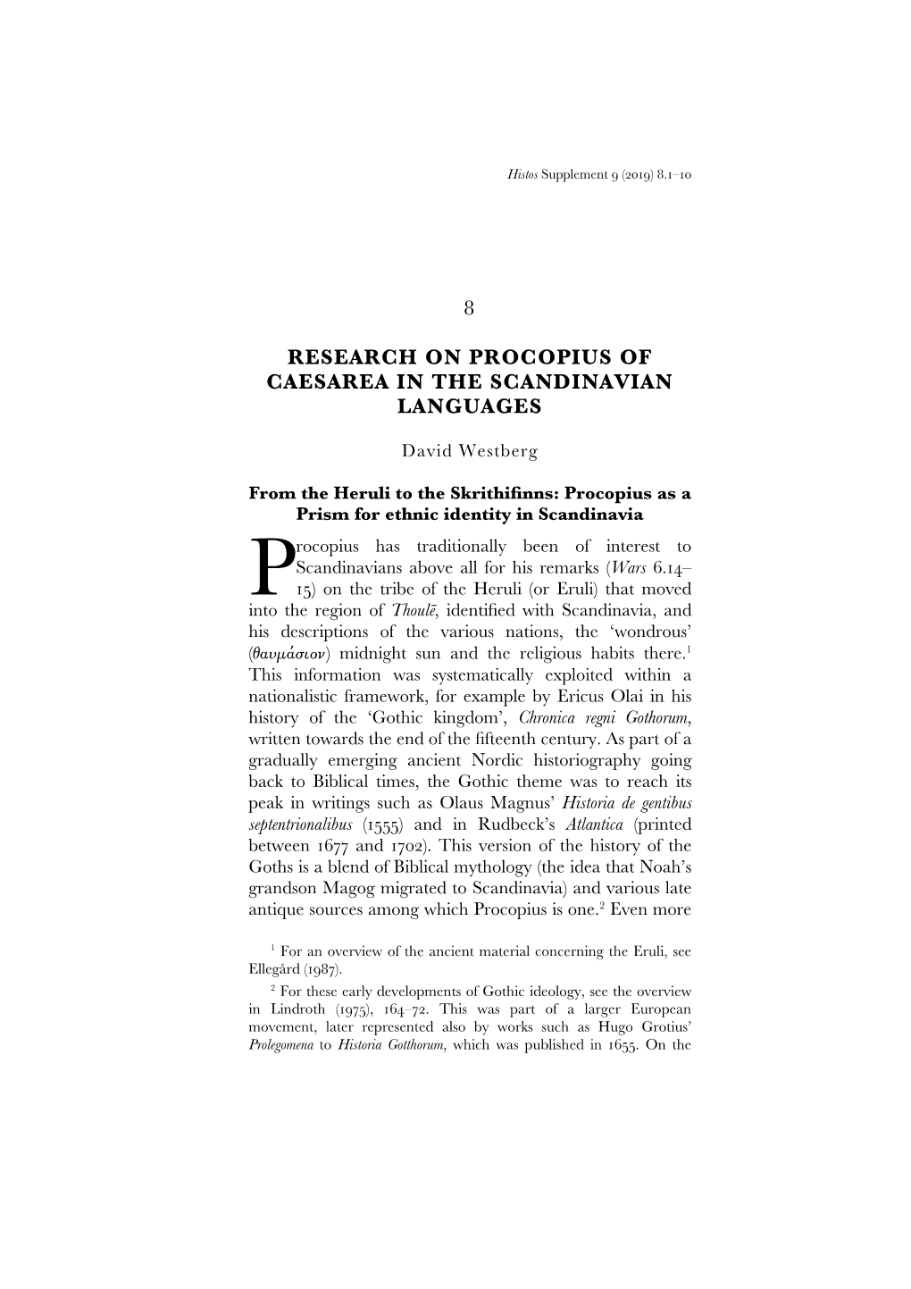 Research on Procopius of Caesarea in the Scandinavian Languages