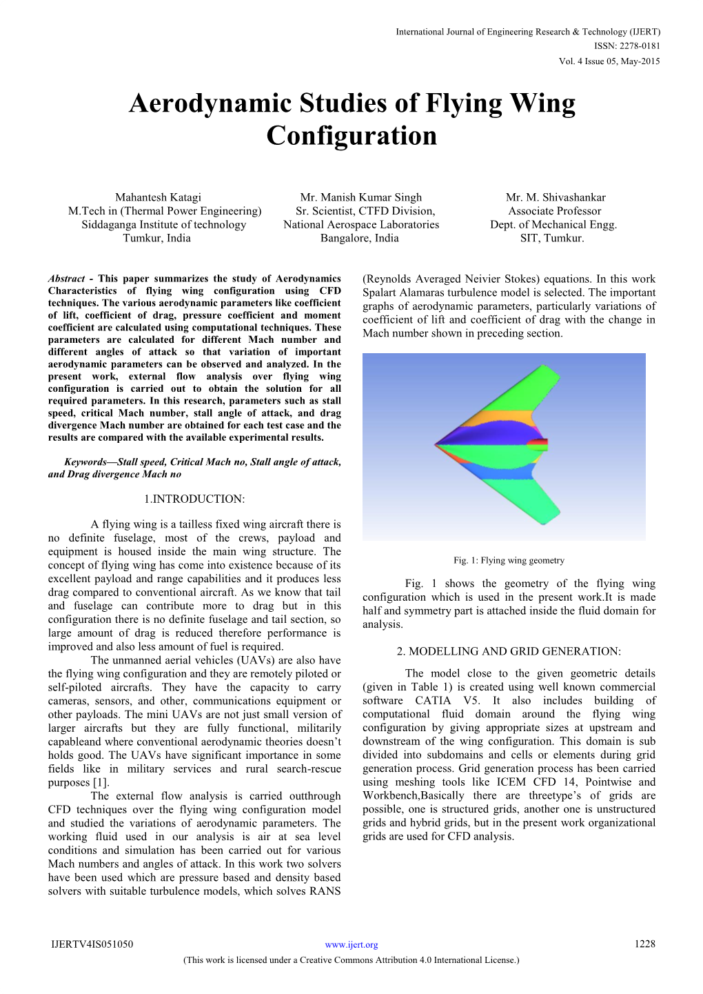 Aerodynamic Studies of Flying Wing Configuration