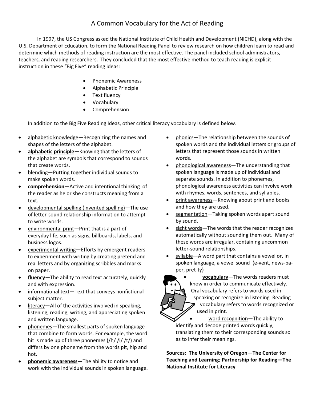 A Common Vocabulary for the Act of Reading