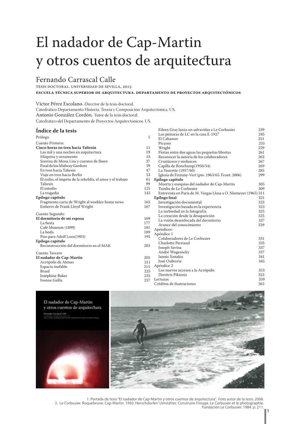 El Nadador De Cap-Martin Y Otros Cuentos De Arquitectura Fernando Carrascal Calle Tesis Doctoral