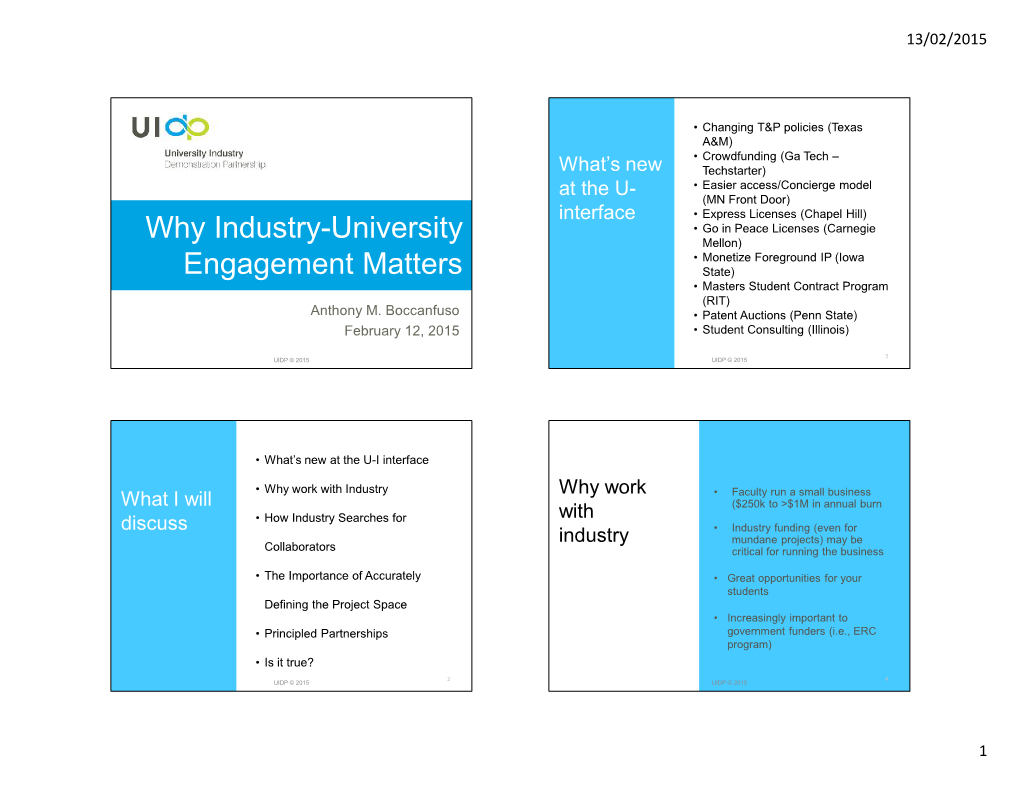 Why Industry-University Engagement Matters