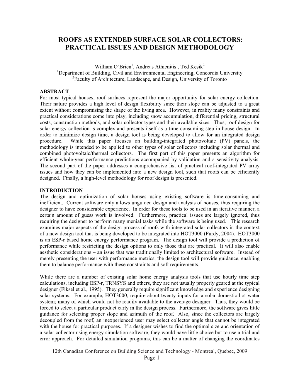 Roofs As Extended Surface Solar Collectors: Practical Issues and Design Methodology