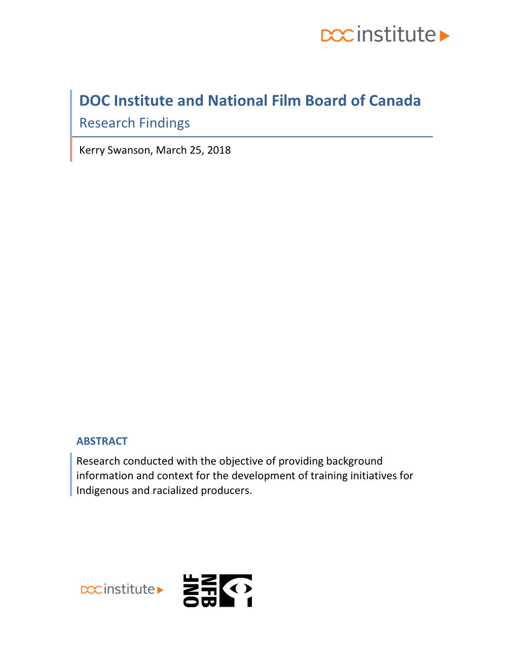 DOC Institute and National Film Board of Canada Research Findings