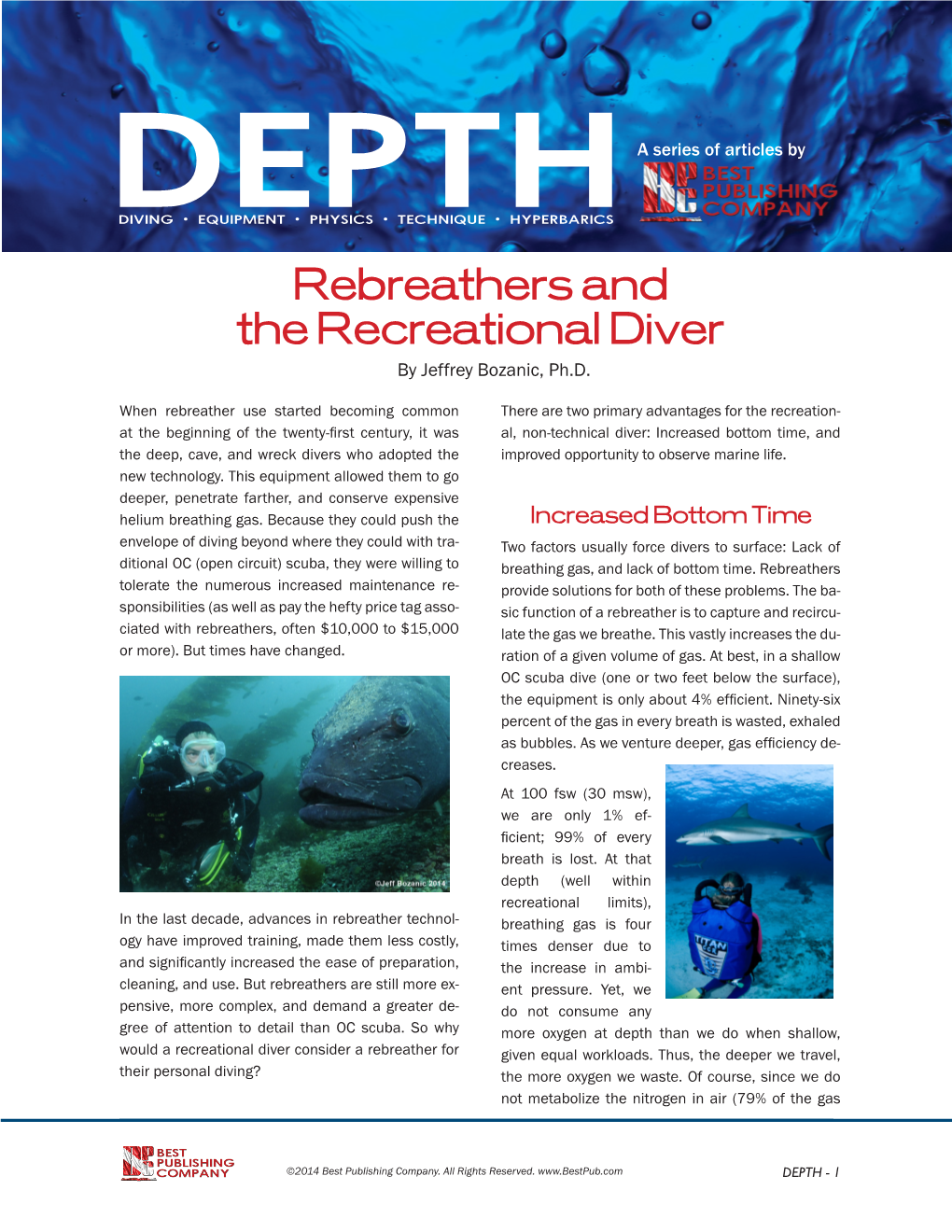 Rebreathers and the Recreational Diver by Jeffrey Bozanic, Ph.D