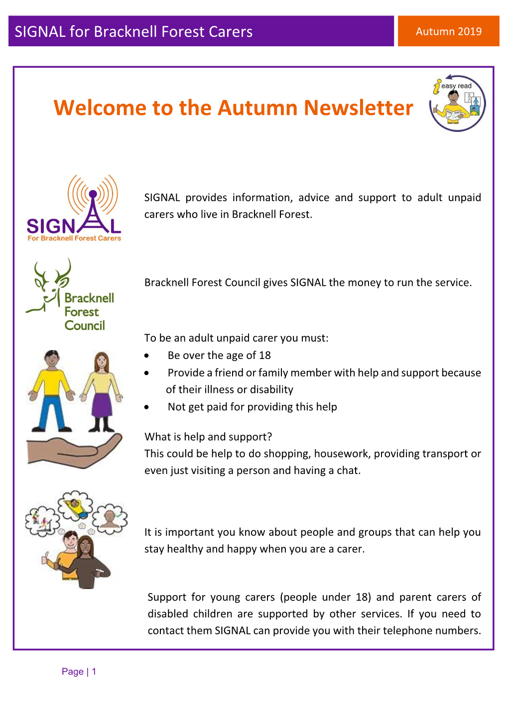 SIGNAL for Bracknell Forest Carers Autumn 2019