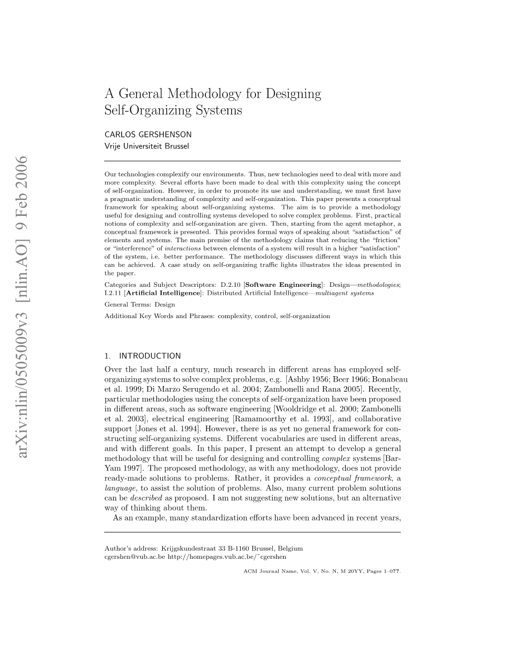 A General Methodology for Designing Self-Organizing Systems · 3