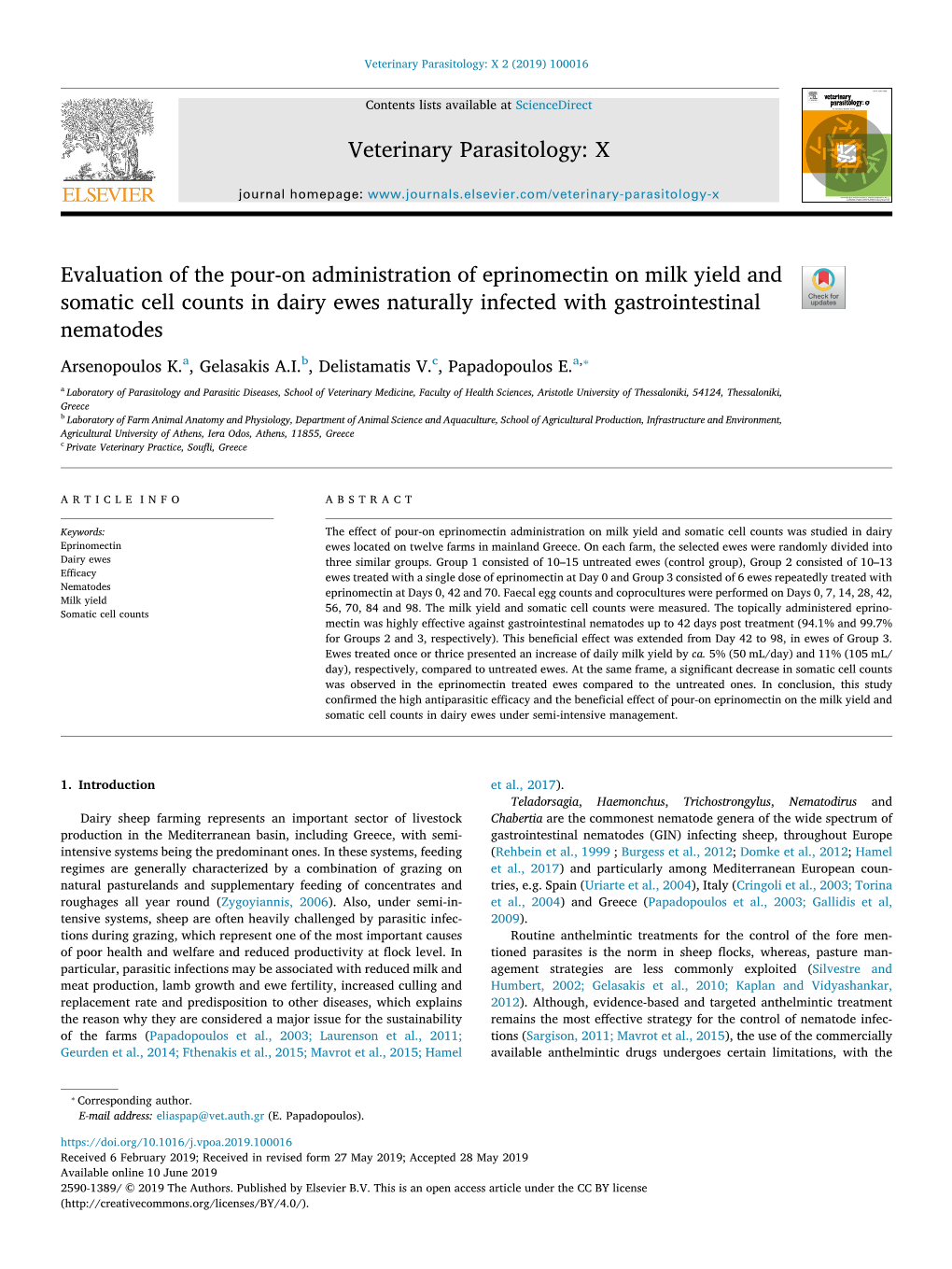 Evaluation of the Pour-On Administration of Eprinomectin On