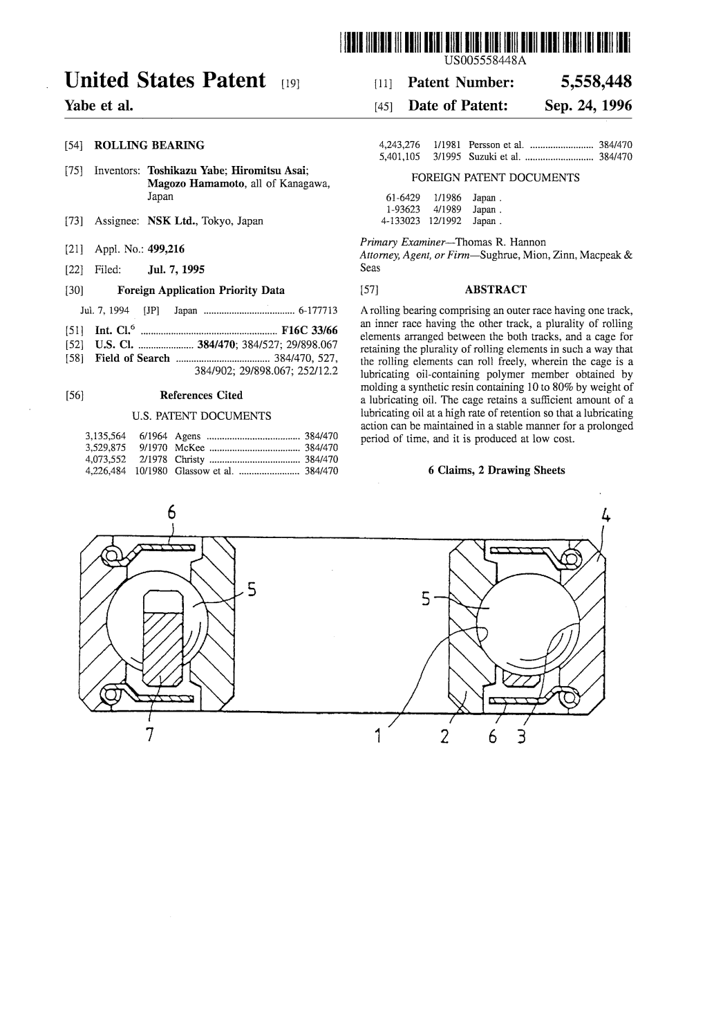 Hllllllllllllilllllllilllllllllllllllllllllllll|L||Lllllllllllllllllllllli USOO5558448A United States Patent [191 {11] Patent Number: 5 ,558,448 Yabe Et A1