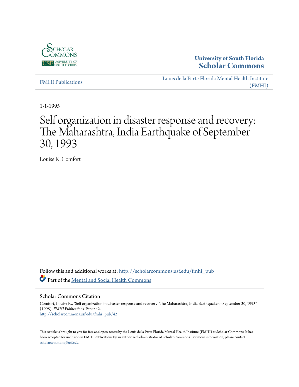 The Maharashtra, India Earthquake of September 30, 1993