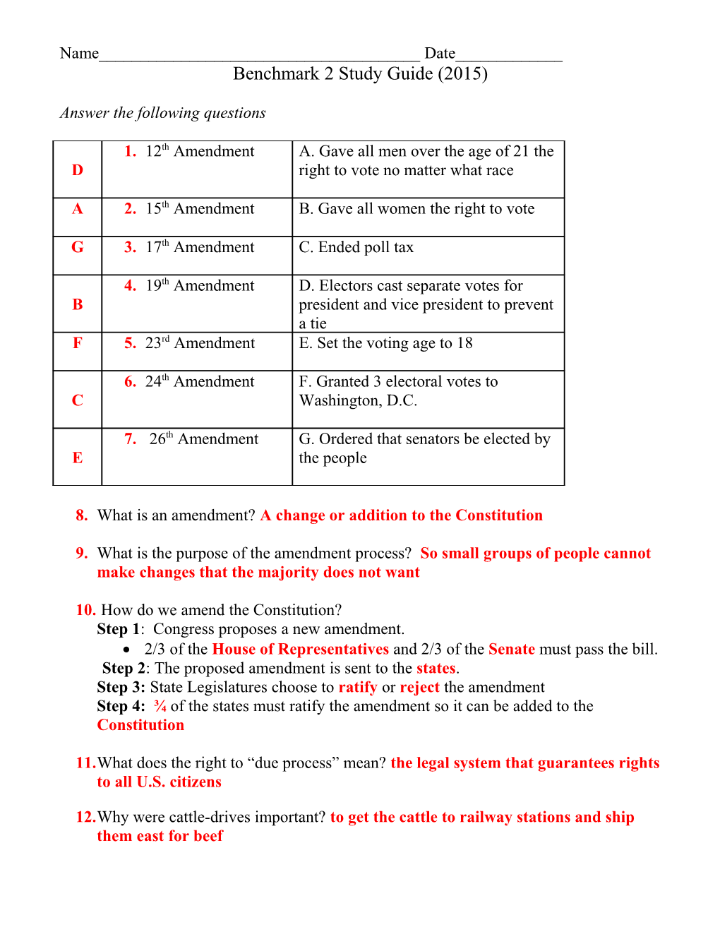 Benchmark 2 Study Guide