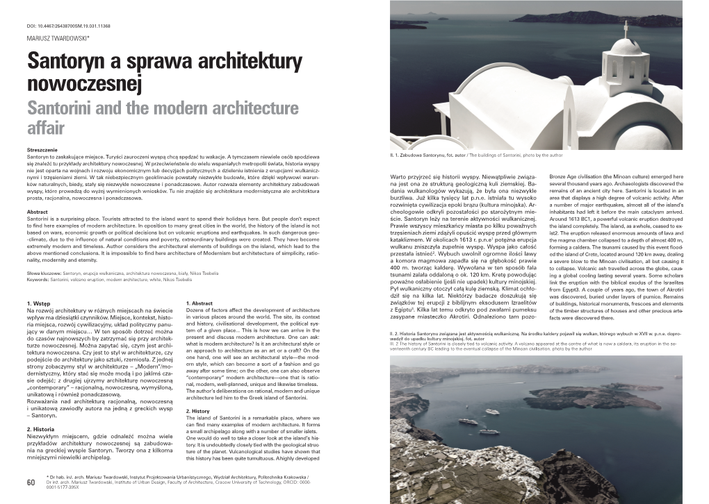 Santoryn a Sprawa Architektury Nowoczesnej Santorini and the Modern Architecture Affair