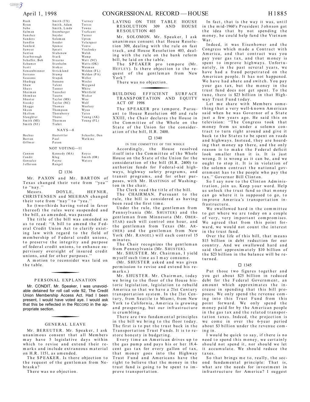 Congressional Record—House H1885