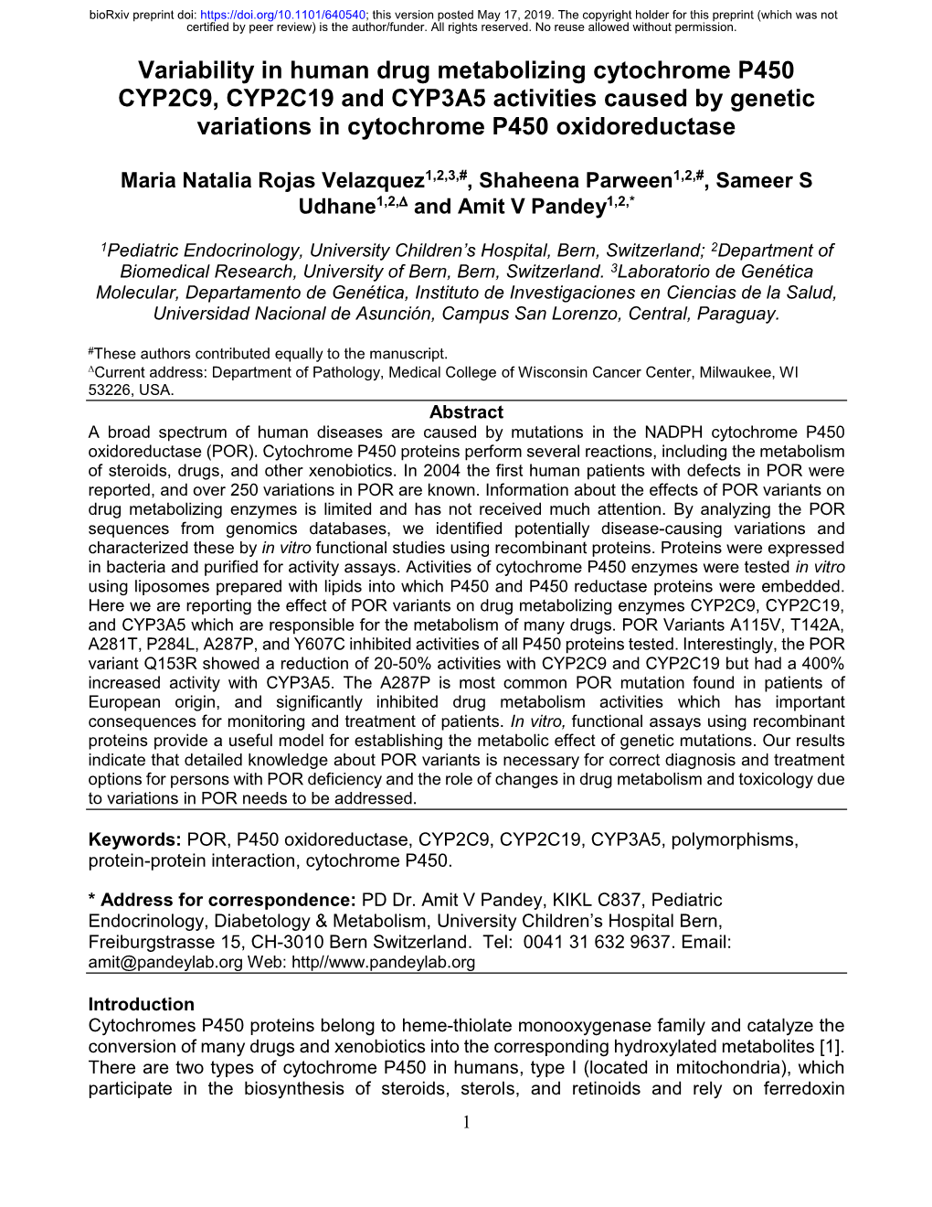 Variability in Human Drug Metabolizing Cytochrome P450 CYP2C9, CYP2C19 and CYP3A5 Activities Caused by Genetic Variations in Cytochrome P450 Oxidoreductase