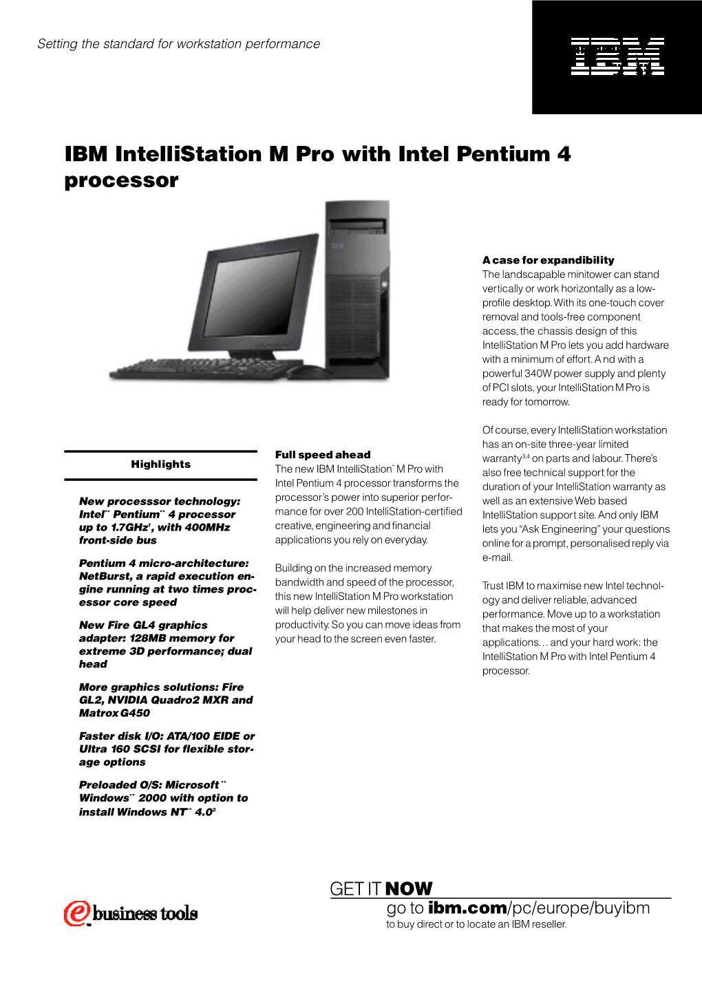 IBM Intellistation M Pro with Intel Pentium 4 Processor