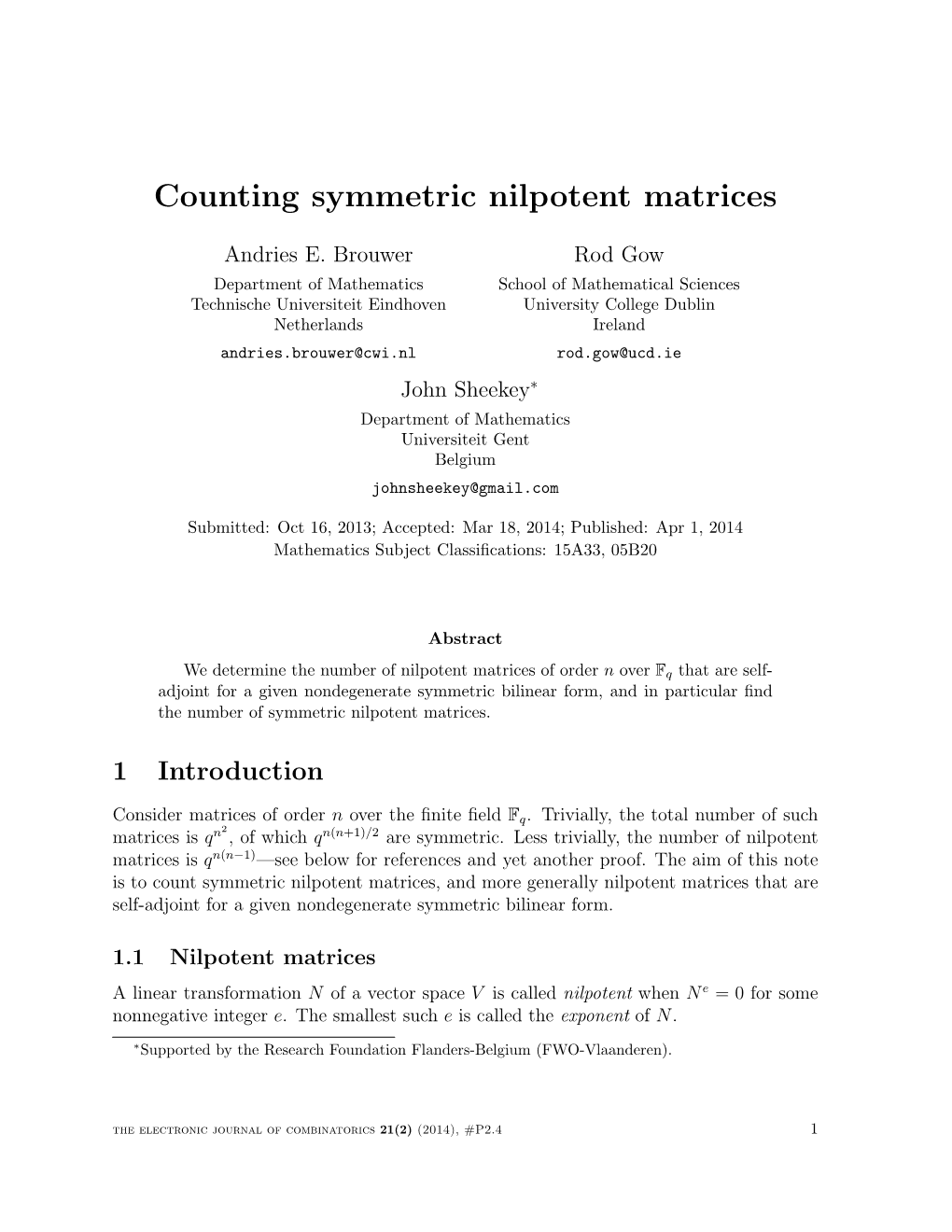 Counting Symmetric Nilpotent Matrices