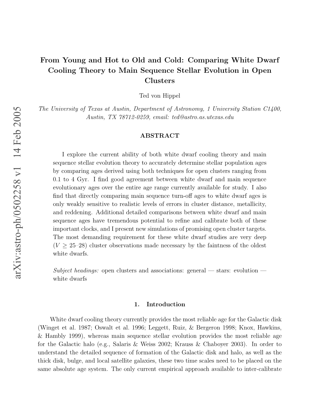 Arxiv:Astro-Ph/0502258 V1 14 Feb 2005 Aeaslt G Ytm H Nycreteprclapproa Empirical Current Only the T Two System