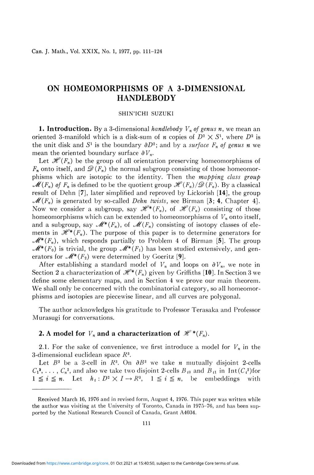 On Homeomorphisms of a 3-Dimensional Handlebody