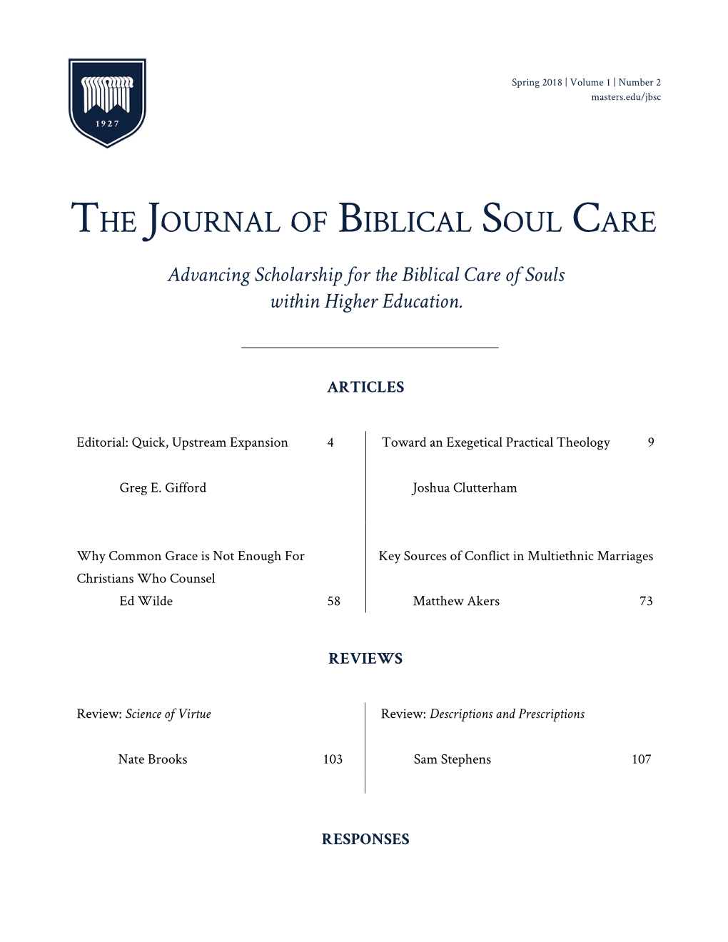 The Journal of Biblical Soul Care