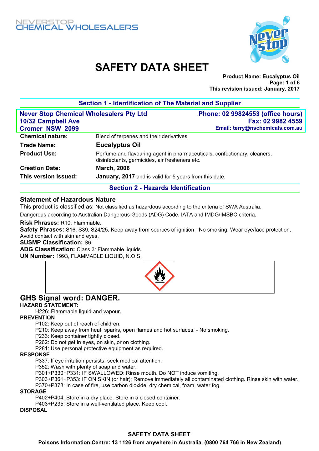 Section 1 - Identification of the Material and Supplier s1