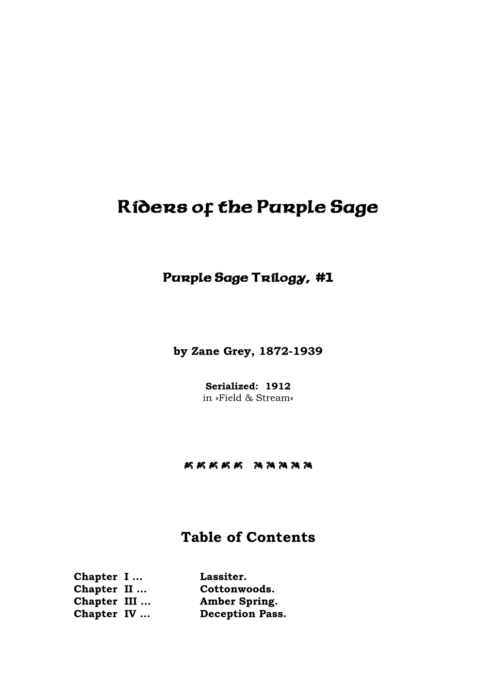 Riders of the Purple Sage