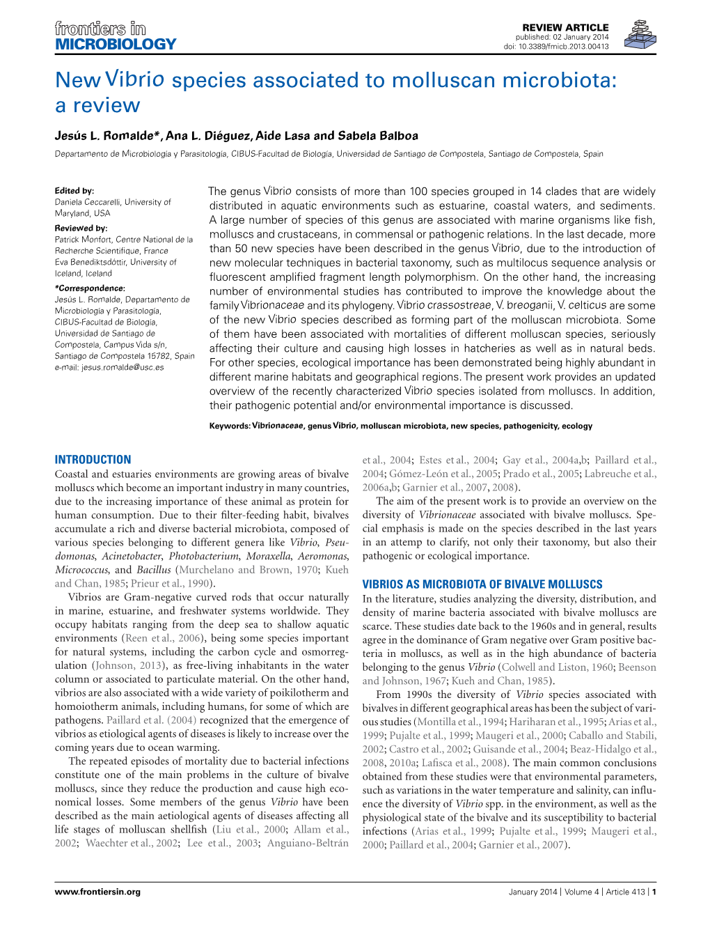 New Vibrio Species Associated to Molluscan Microbiota: a Review