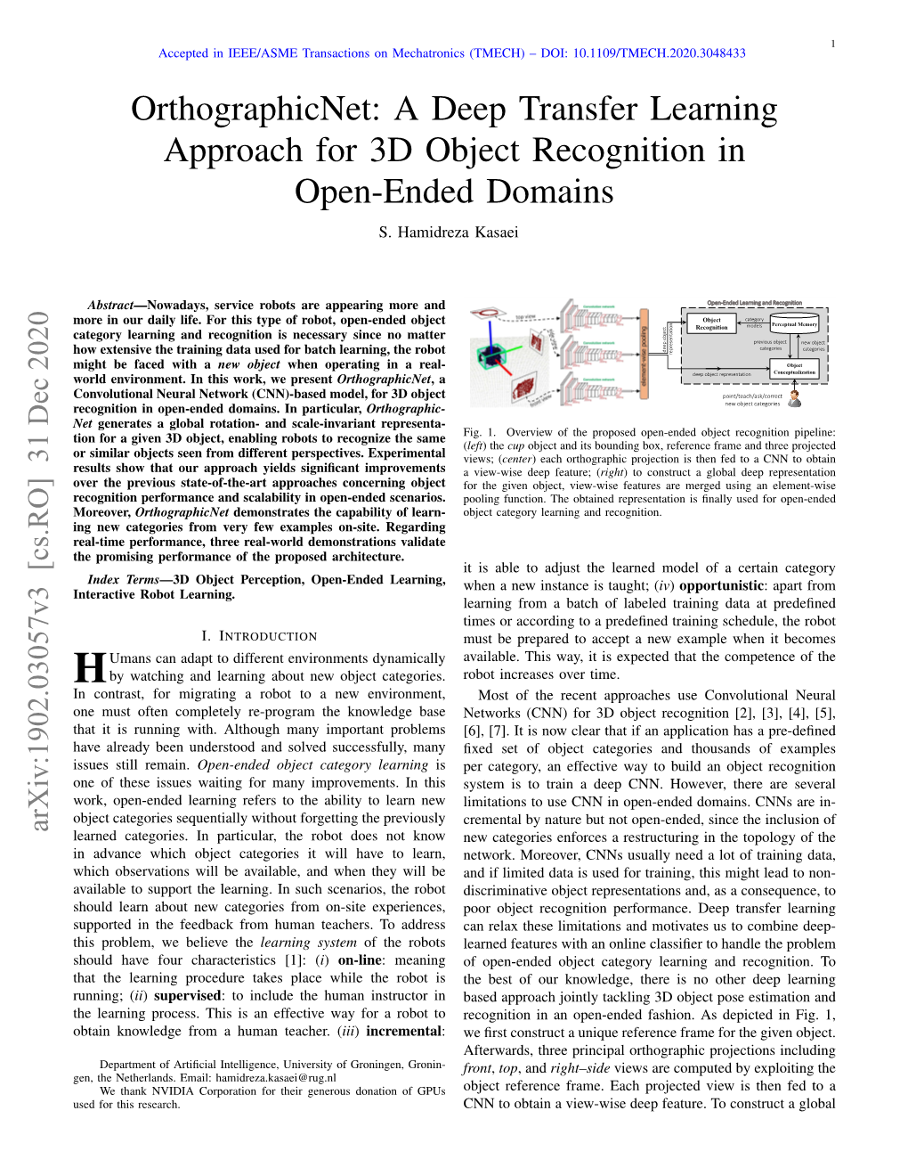 A Deep Transfer Learning Approach for 3D Object Recognition in Open-Ended Domains S
