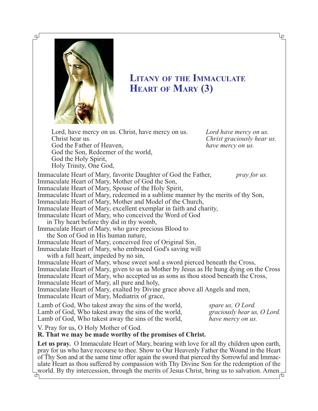 Litany of the Immaculate Heart of Mary (3)