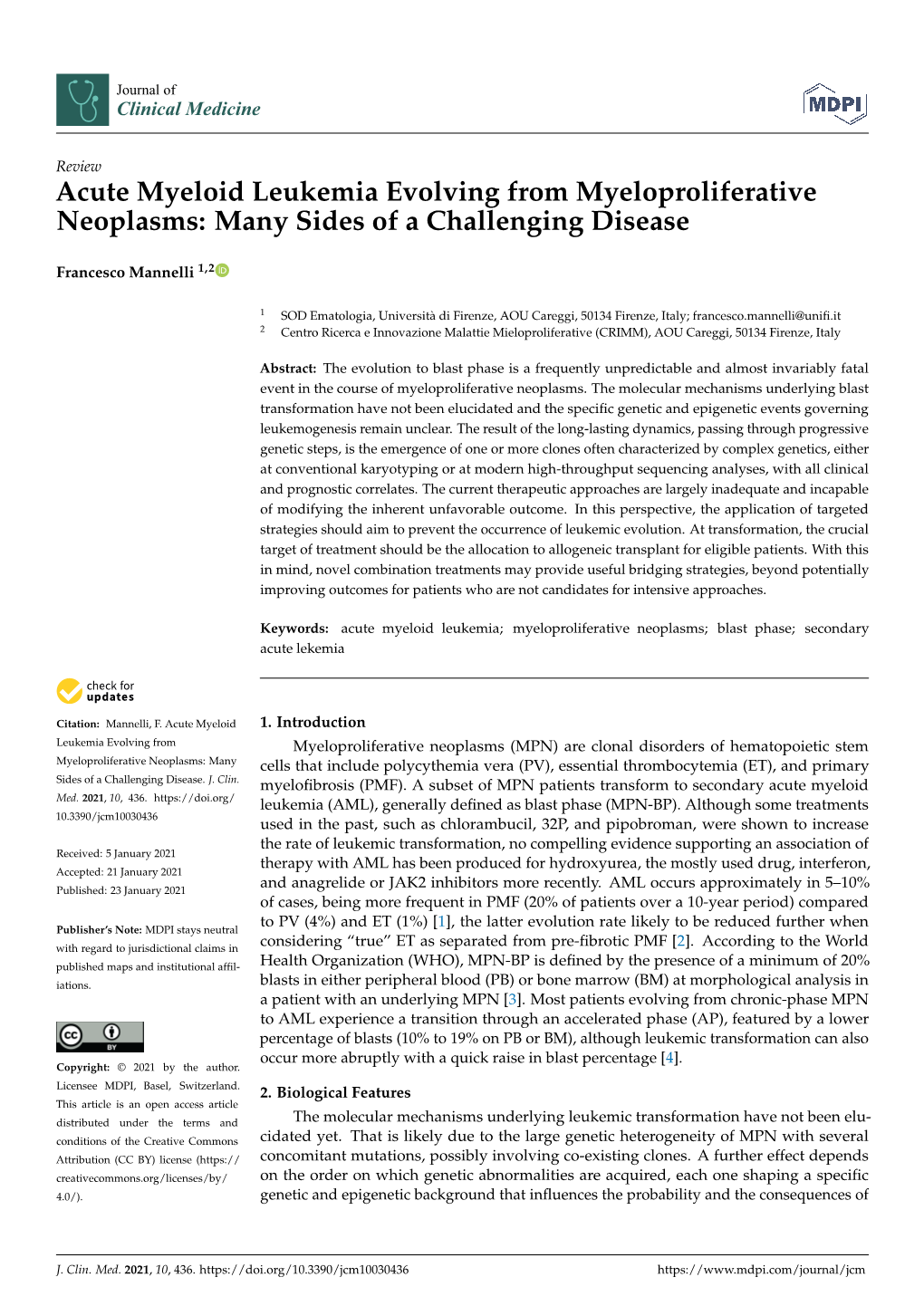 Acute Myeloid Leukemia Evolving from Myeloproliferative Neoplasms: Many Sides of a Challenging Disease