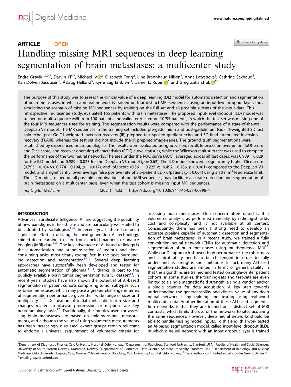 Handling Missing MRI Sequences in Deep Learning Segmentation of Brain Metastases: a Multicenter Study