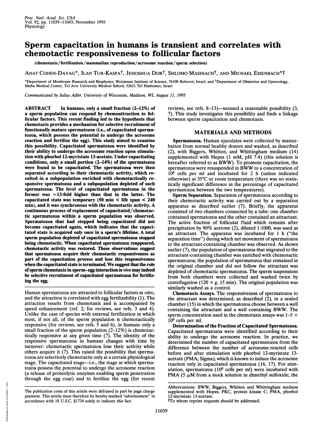 Sperm Capacitation in Humans Is Transientand Correlates With