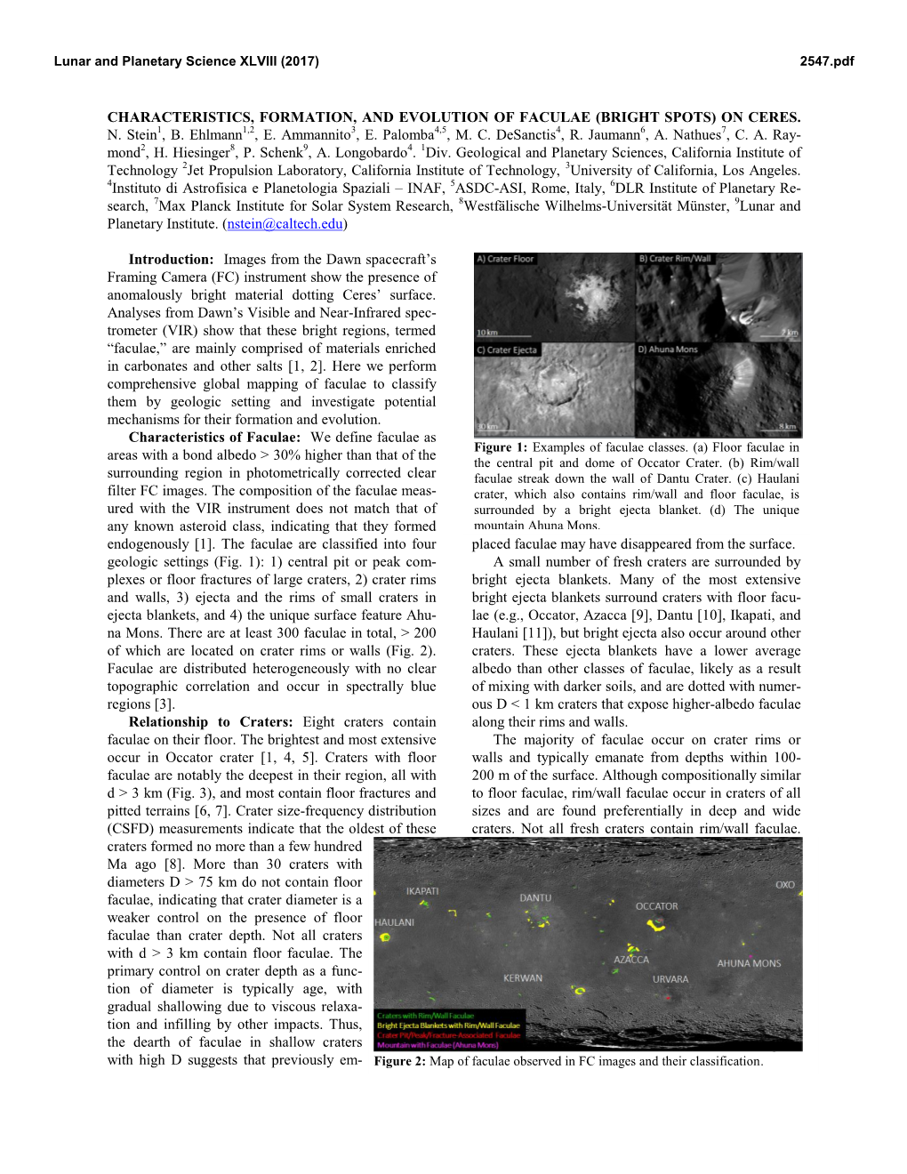 Characteristics, Formation, and Evolution of Faculae (Bright Spots) on Ceres