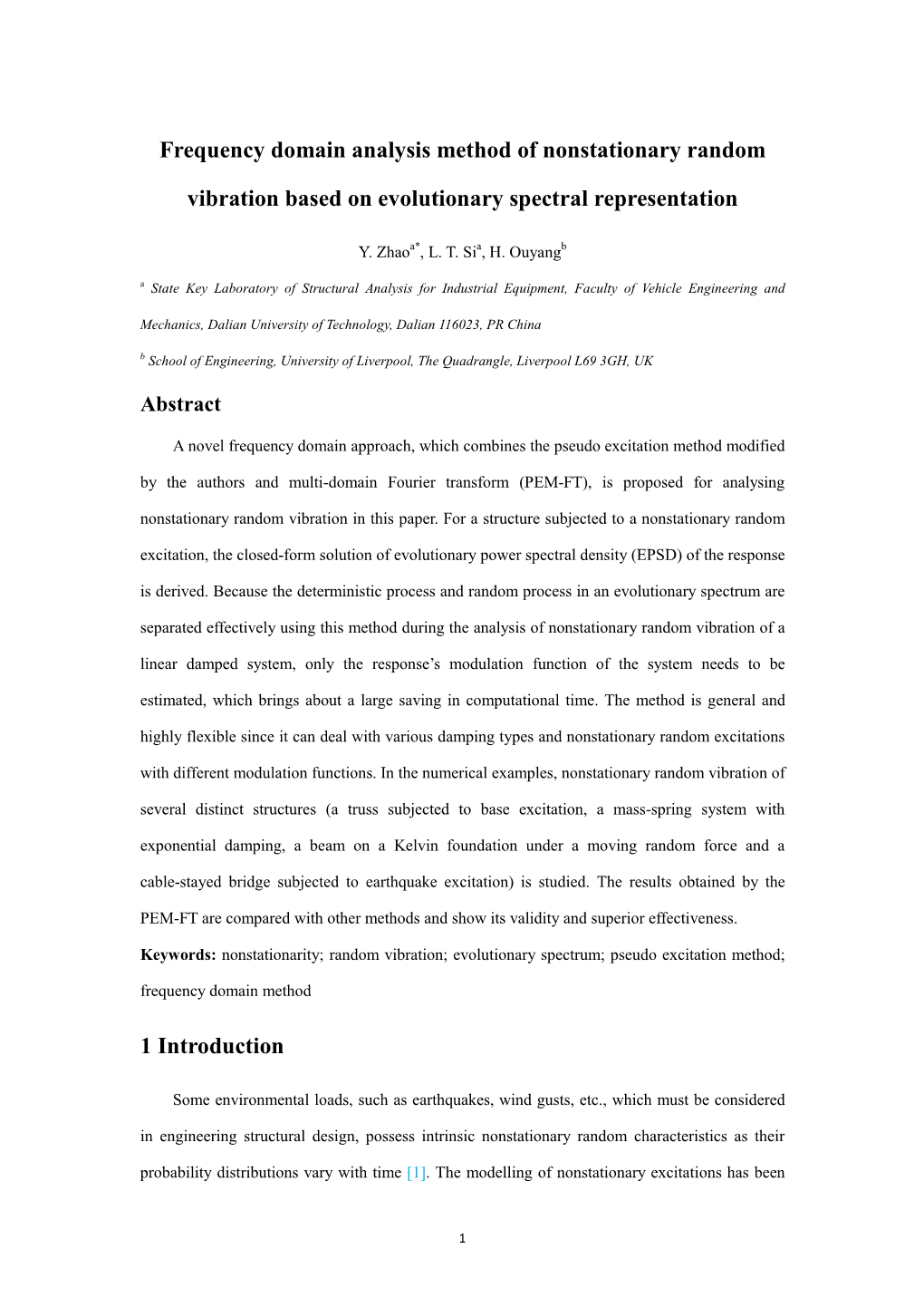 Frequency Domain Analysis Method of Nonstationary Random Vibration