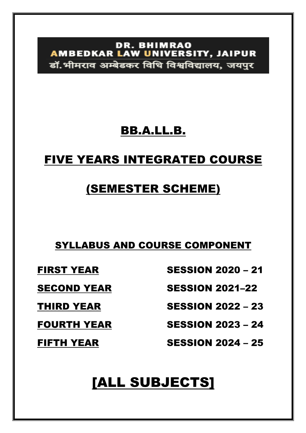 BB.A. LL.B. Semester Scheme