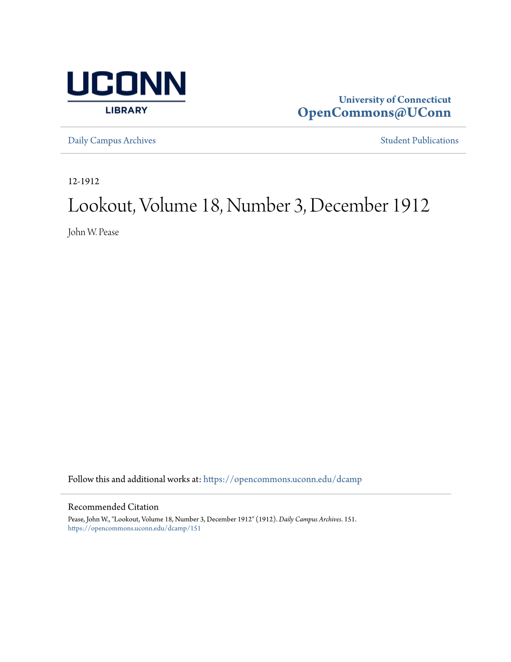 Lookout, Volume 18, Number 3, December 1912 John W