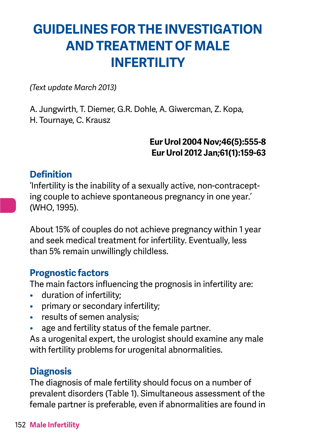 Guidelines for the Investigation and Treatment of Male Infertility