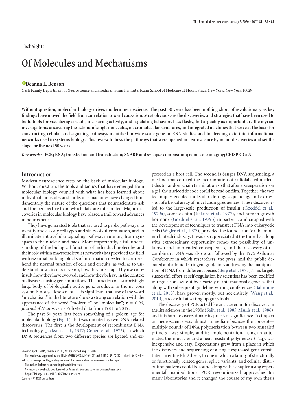 Of Molecules and Mechanisms