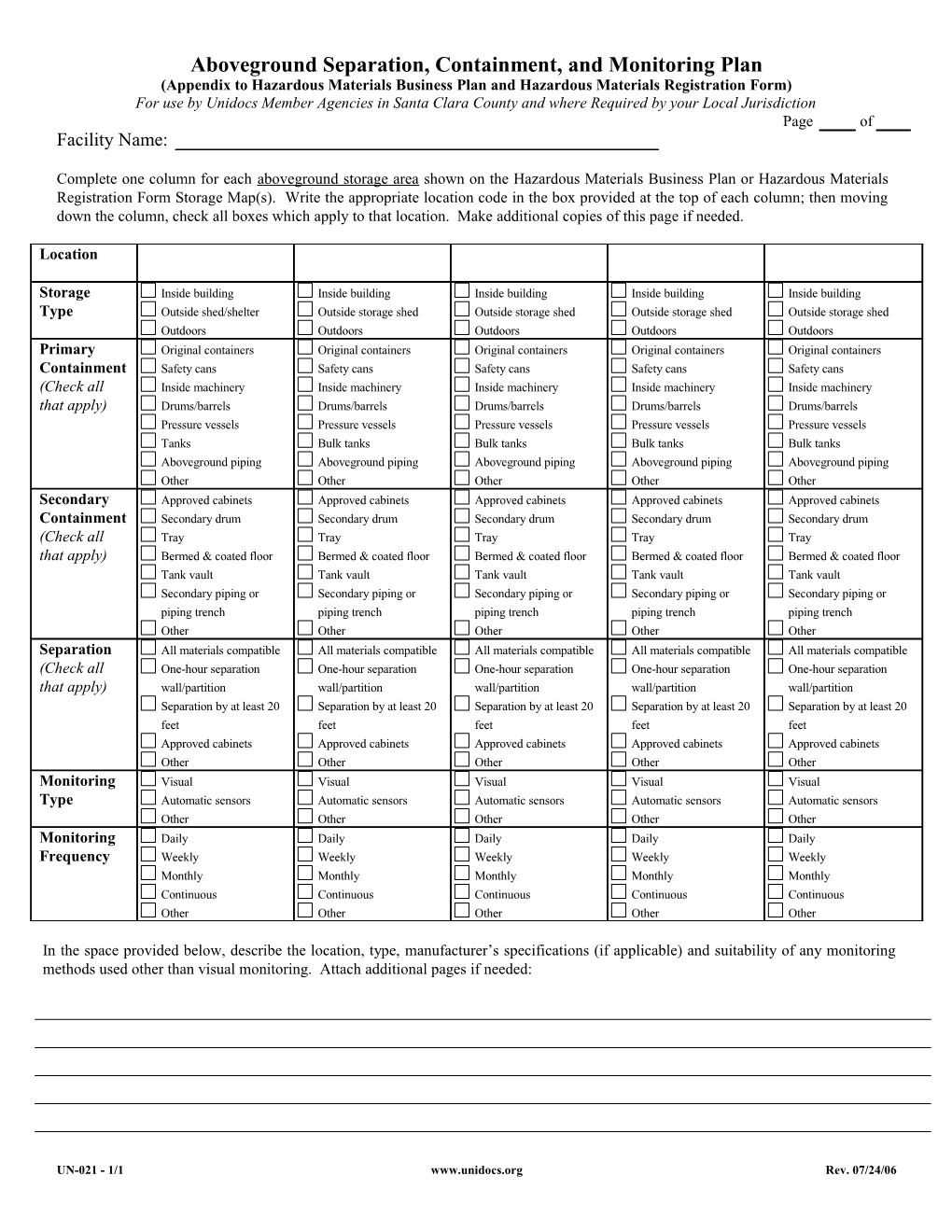 Aboveground Monitoring Plan