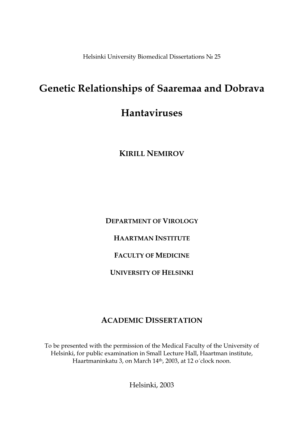 Genetic Relationships of Saaremaa and Dobrava